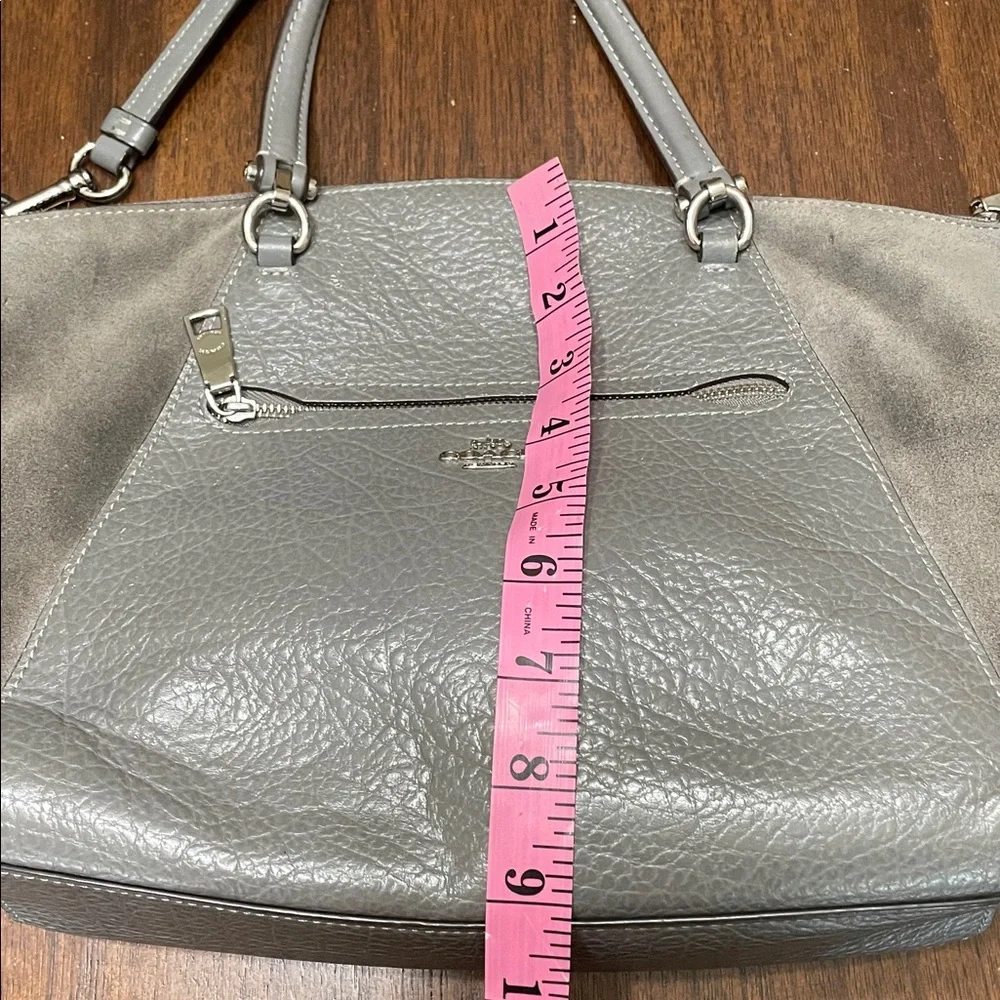 Coach Gray Leather and Suede Satchel - Picture 9 of 10